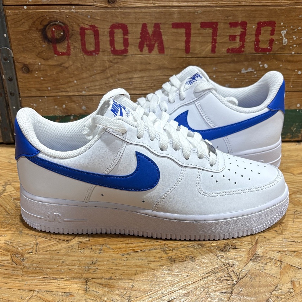Nike Air Force 1 Low - White with Blue Swoosh - Men